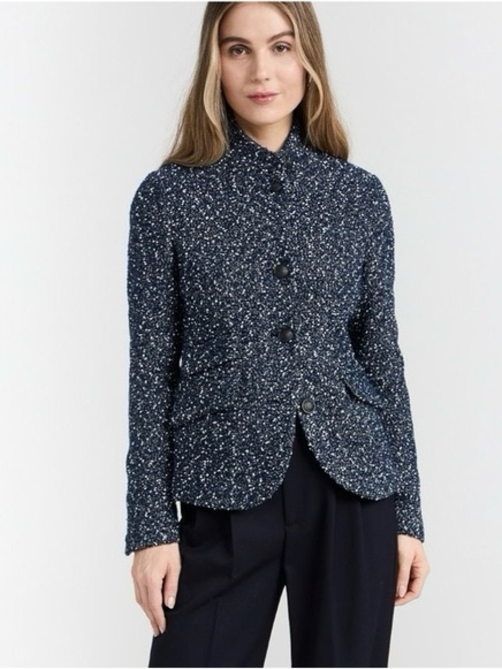 rag & bone Navy Speckled Tweed Button Jacket
